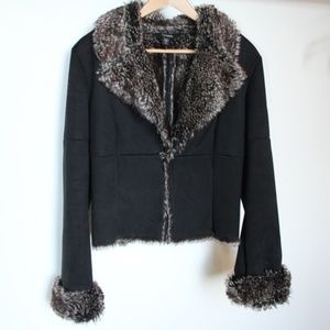 FLATTERING Fitted Faux Fur Black Jacket SO CUTE!